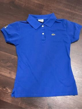 Lacoste Women’s Royal Blue Stretch Polo Shirt Size 42 US XL F4811